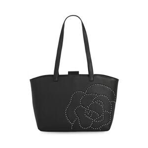 Karl Lagerfeld Flora Leather Tote Handbag Black